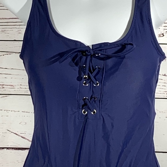 Mossimo Women's Lace Up One Piece Swimsuit Navy - Picture 5 of 6